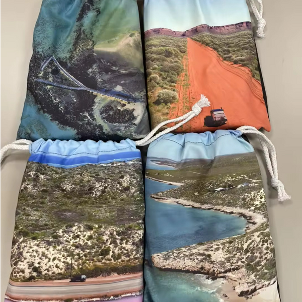 Waltzing Aus Microfibre Beach Towel – Steep Point / Stromatolites / Pink Lake / Kennedy Ranges