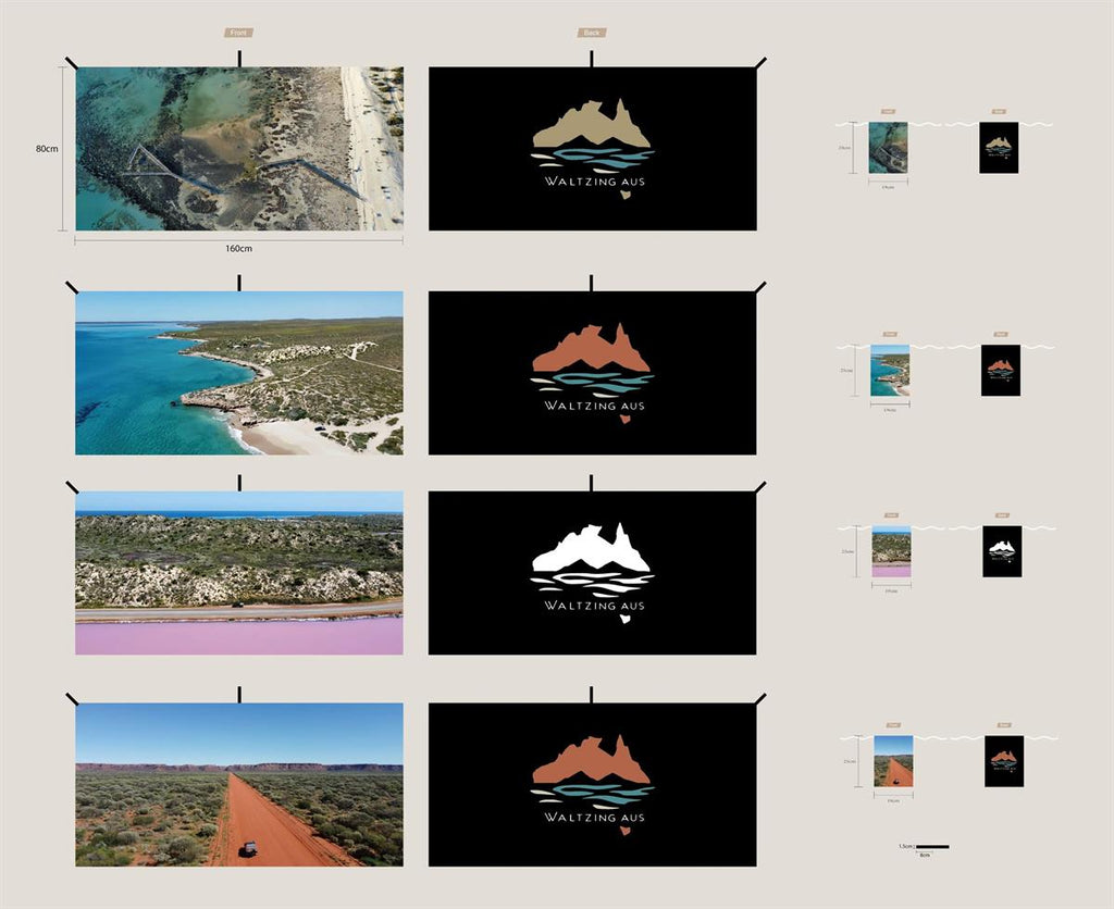 Waltzing Aus Microfibre Beach Towel – Steep Point / Stromatolites / Pink Lake / Kennedy Ranges