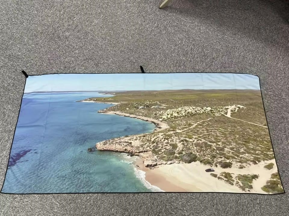 Waltzing Aus Microfibre Beach Towel – Steep Point / Stromatolites / Pink Lake / Kennedy Ranges