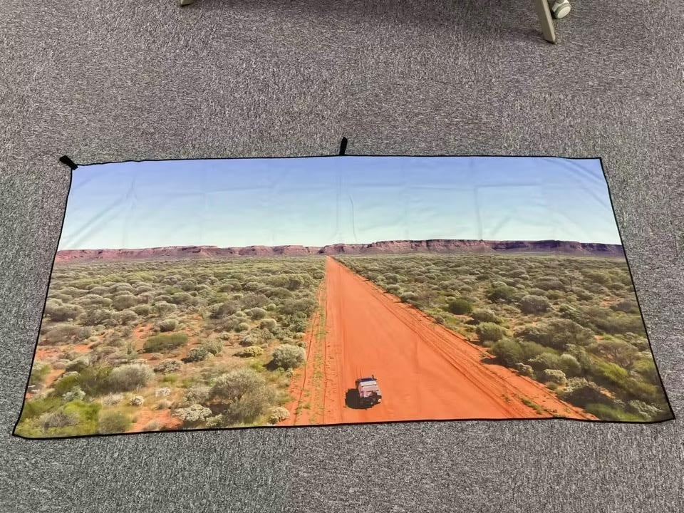 Waltzing Aus Microfibre Beach Towel – Steep Point / Stromatolites / Pink Lake / Kennedy Ranges