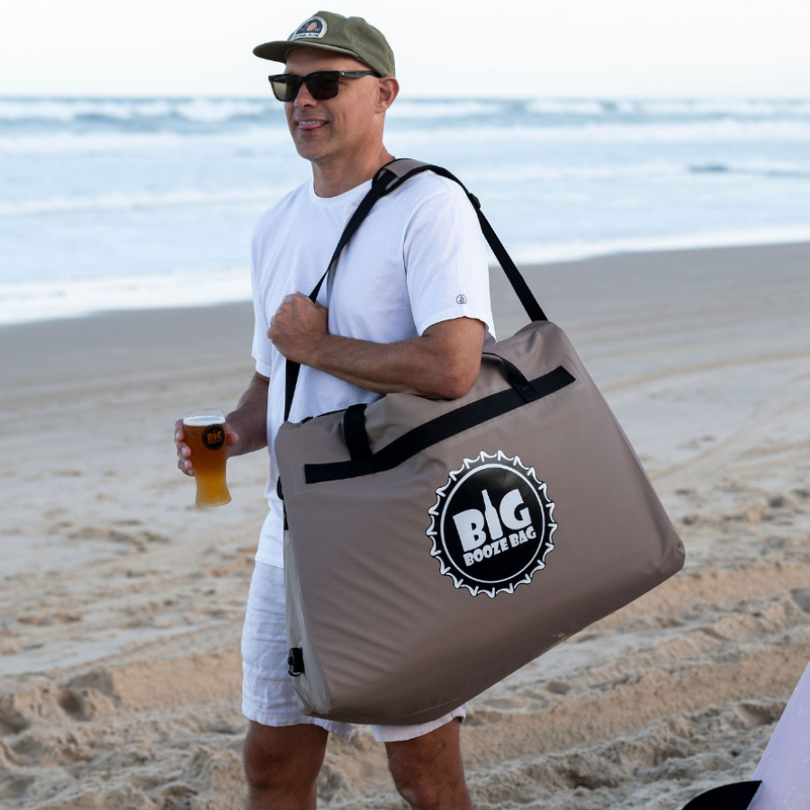big booze bag 55L brown on shoulder